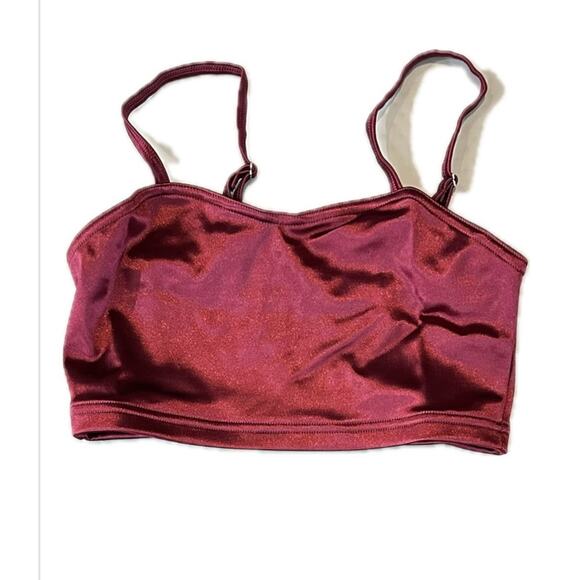 Double Platinum Performance Burgundy Satin Dance Set High Waist - NWT - adult AS - Picture 3 of 9